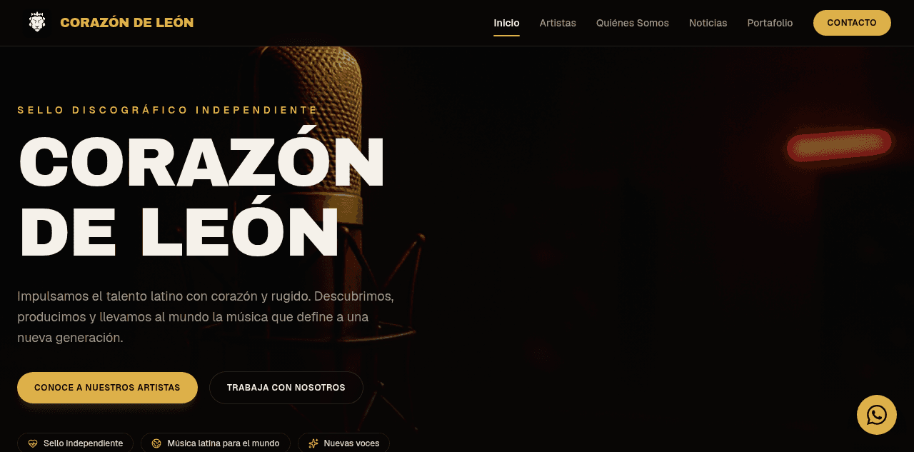 Vista previa del sitio Corazón de León